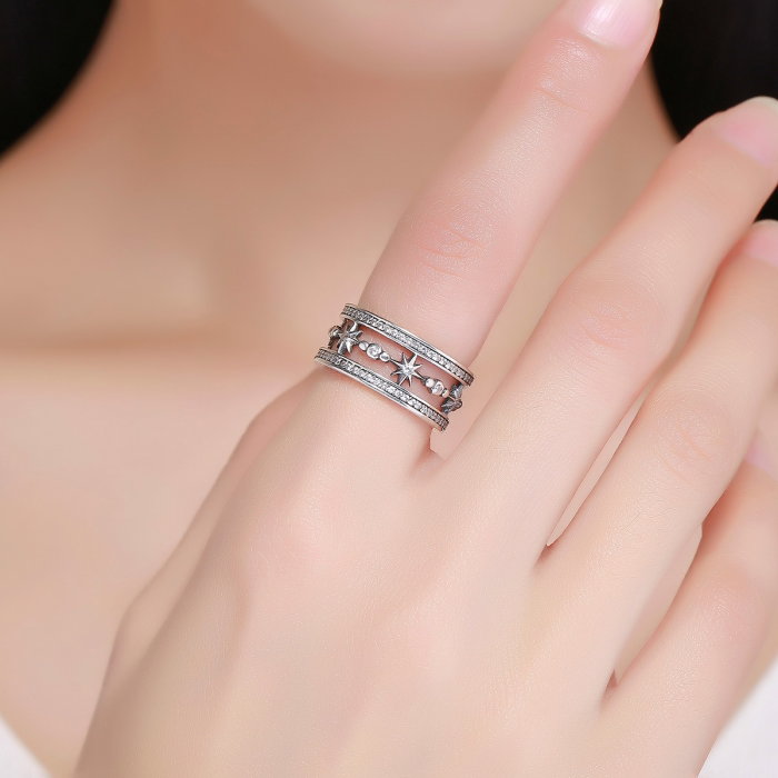 Inel argint 925 cu stelute stralucitoare si zirconii albe - Be Elegant IST0038 [6]