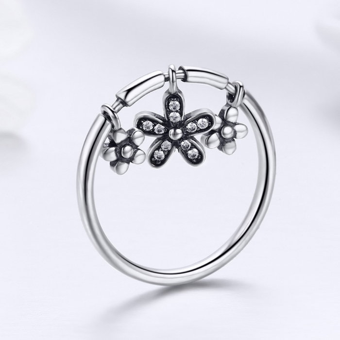 Inel argint 925 cu trei floricele si zirconii albe - Be Nature IST0053 [2]
