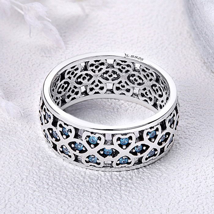 Inel argint 925 cu trifoi cu patru foi si zirconii albastre - Be Elegant IST0025 [3]