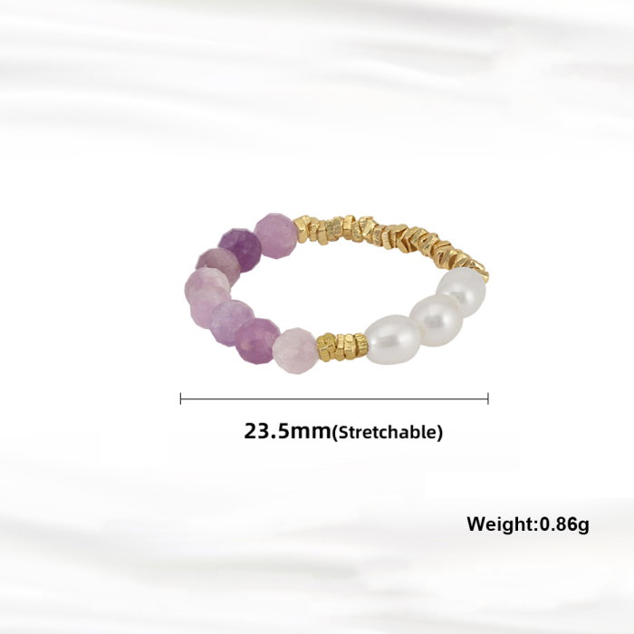 Inel argint 925 elastic placat cu aur 14K cu perle naturale si mica naturala [5]