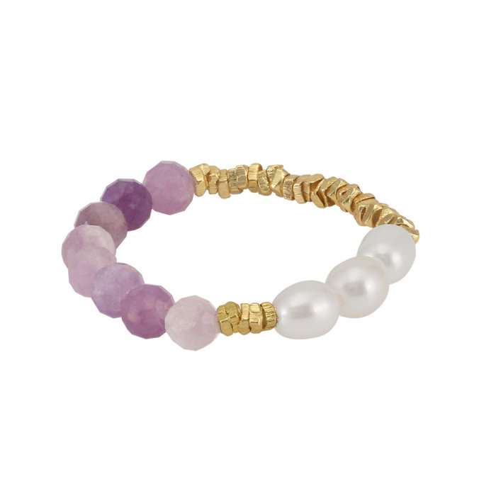 Inel argint 925 elastic placat cu aur 14K cu perle naturale si mica naturala [1]