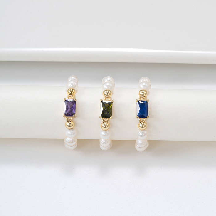 Inel argint 925 elastic placat cu aur 14K cu perle naturale si zirconiu [7]