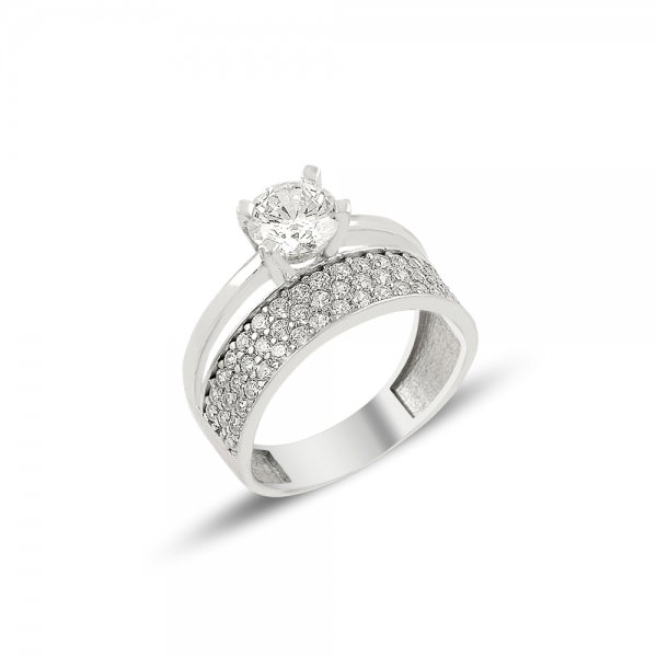 Inel argint Eternity & Solitaire cu 3 randuri zirconii [1]