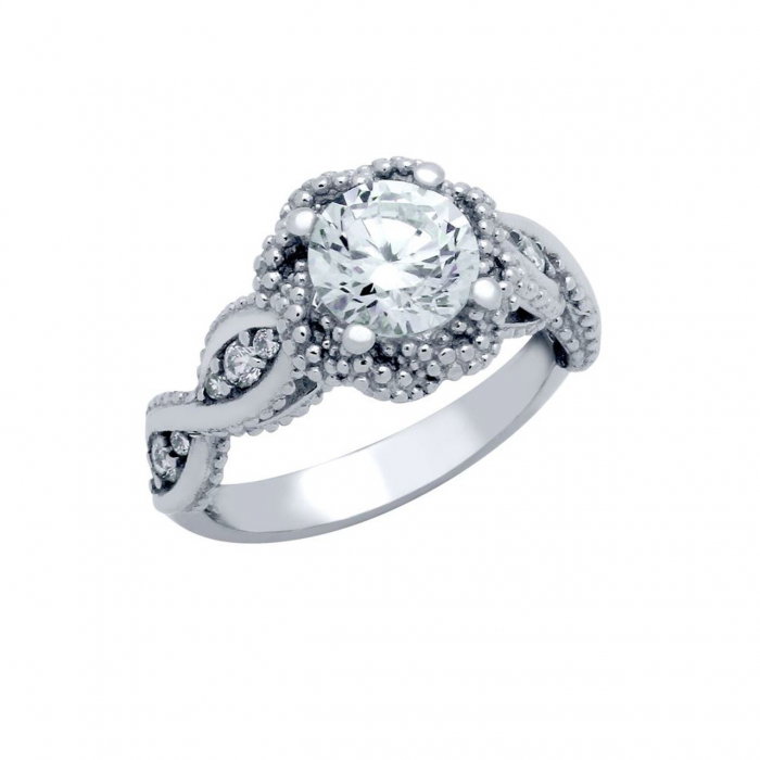 Inel elegant floare din argint 925 rodiat cu zirconii ISX0475 [1]