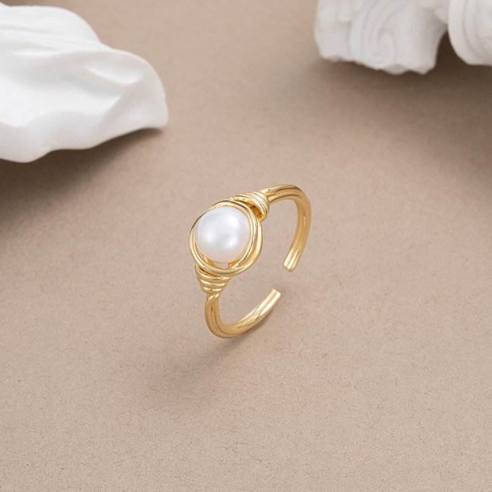 Inel argint 925 placat cu aur 14K cu perle naturale [3]