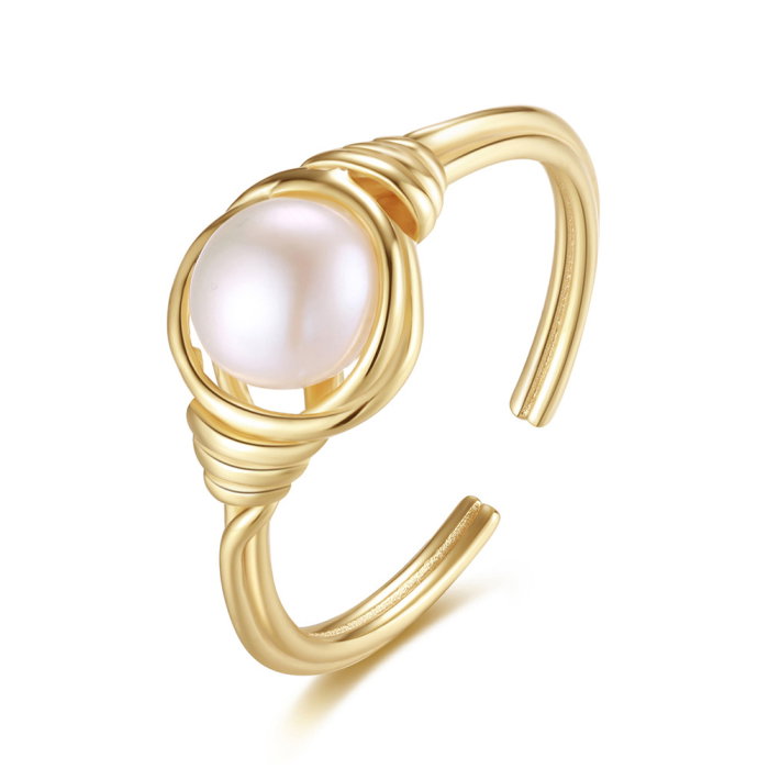 Inel argint 925 placat cu aur 14K cu perle naturale [1]