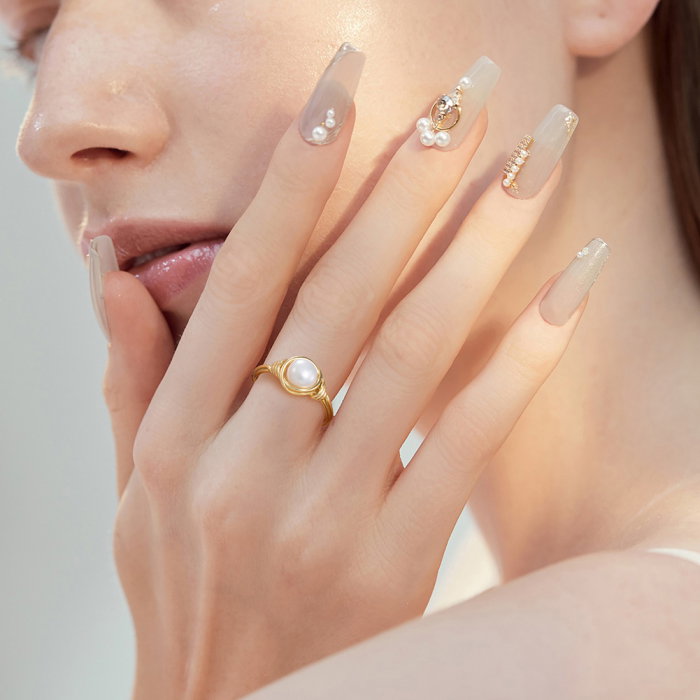 Inel argint 925 placat cu aur 14K cu perle naturale [2]