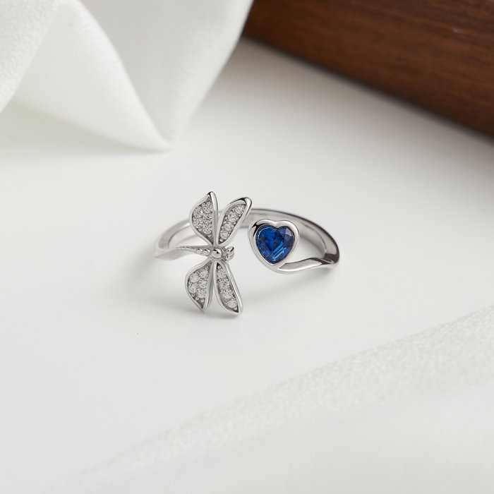 Inel argint 925 placat cu rodiu cu zirconiu safir [2]