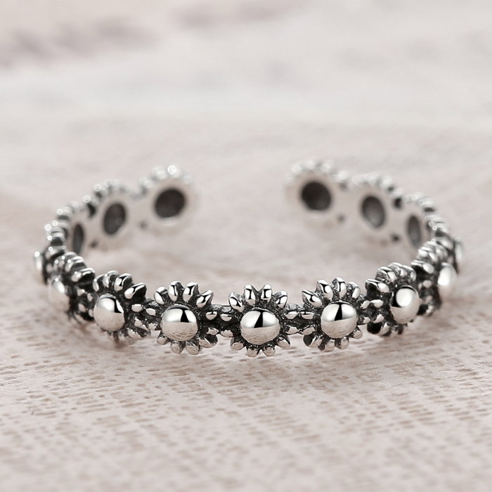 Inel argint 925 reglabil cu flori si aspect vintage - Be Nature IST0022 [5]