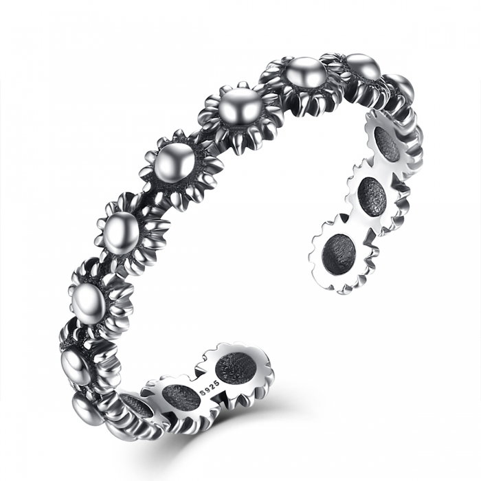 Inel argint 925 reglabil cu flori si aspect vintage - Be Nature IST0022 [1]