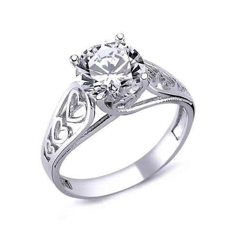 Inel argint 925 rodiat cu inimioare si zirconiu [1]