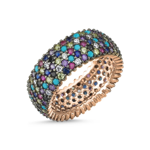 Inel argint 925 Rose Gold cu zirconii multicolore - Be Elegant ITU0096 [2]