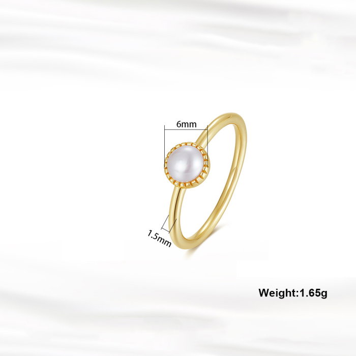 Inel argint 925 Simplitate placat cu aur 14K cu perle naturale [2]