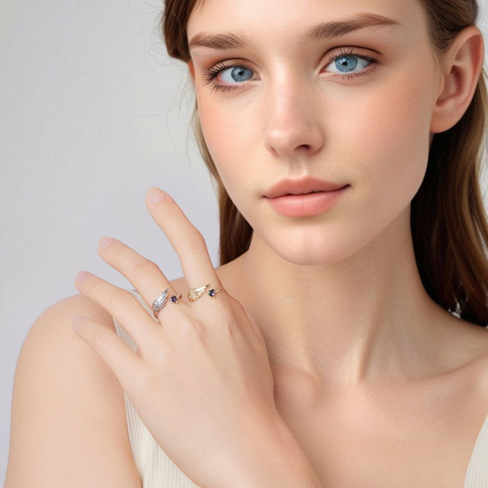 Inel argint aripa de inger si inmioara [10]