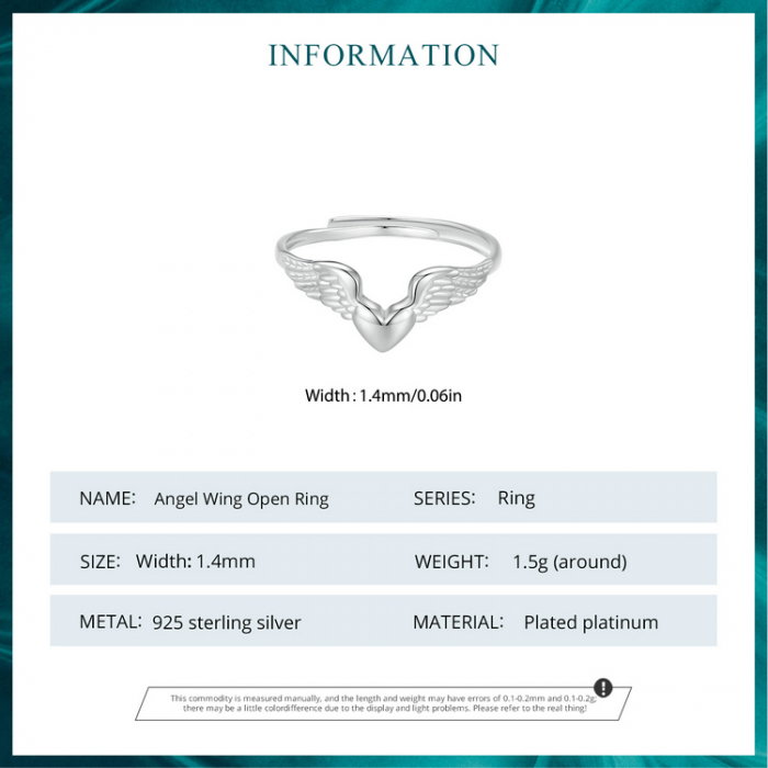 Inel argint aripi de inger, reglabil [10]