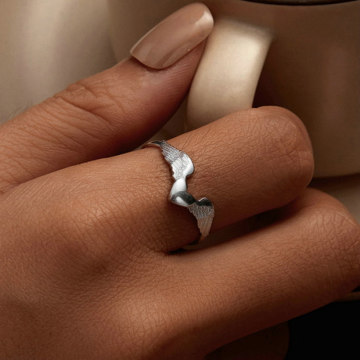 Inel argint aripi de inger, reglabil [6]