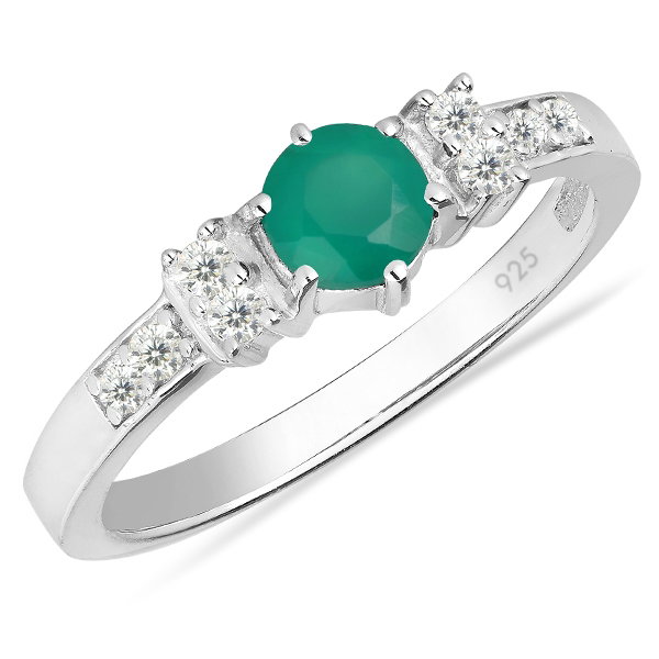 Inel argint Artemisia, 925, cu agat verde si zirconiu alb - IVA0019 [1]