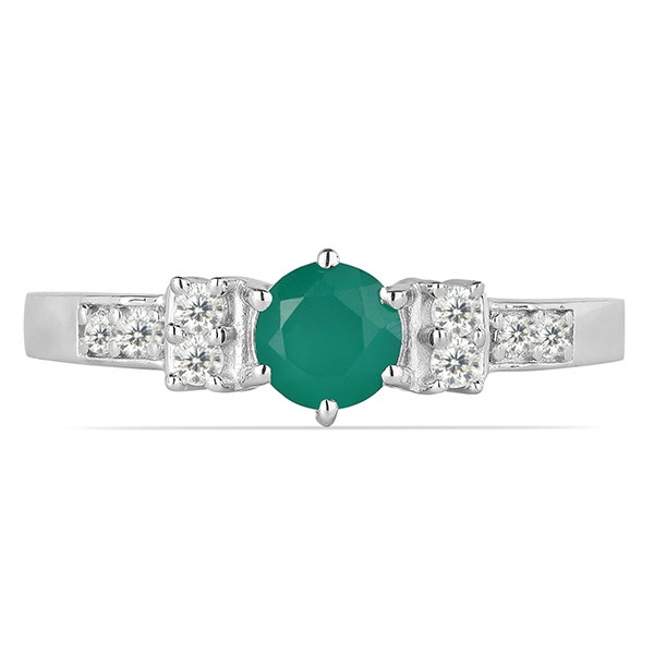 Inel argint Artemisia, 925, cu agat verde si zirconiu alb - IVA0019 [2]