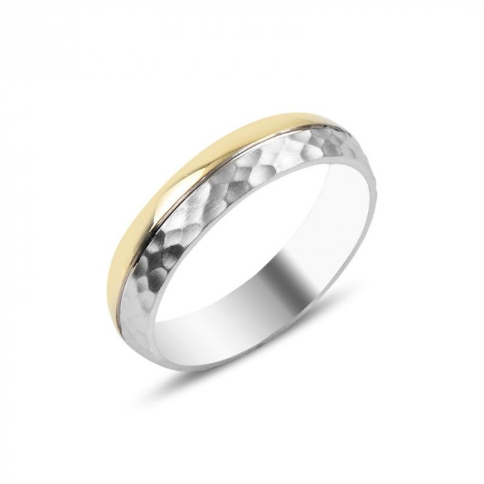 Inel argint banda in doua culori [2]