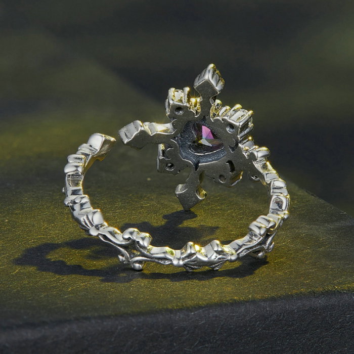 Inel argint cruce si inima, reglabil [8]