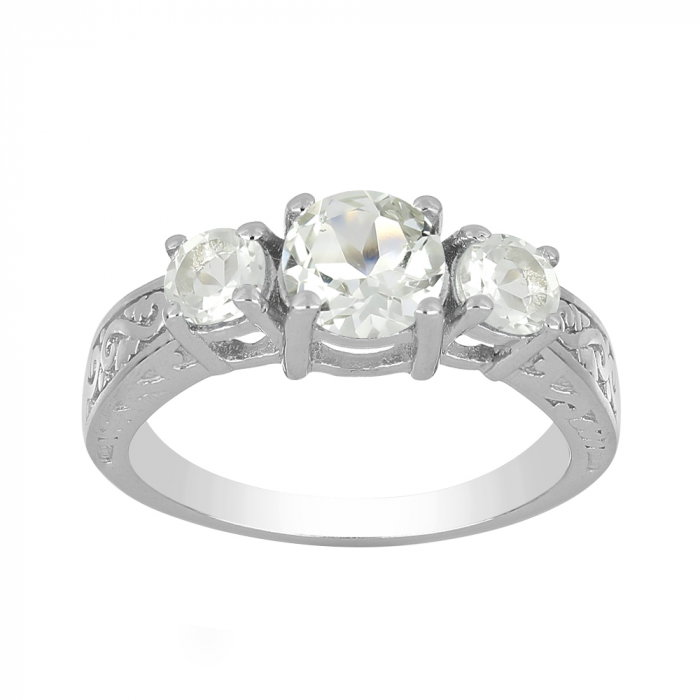 Inel argint cu 3 pietre de ametist verde - IVA0112 [2]