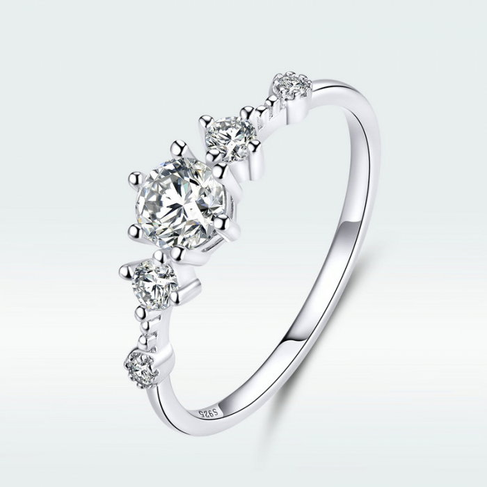 Inel argint elegant cu 5 zirconii [8]