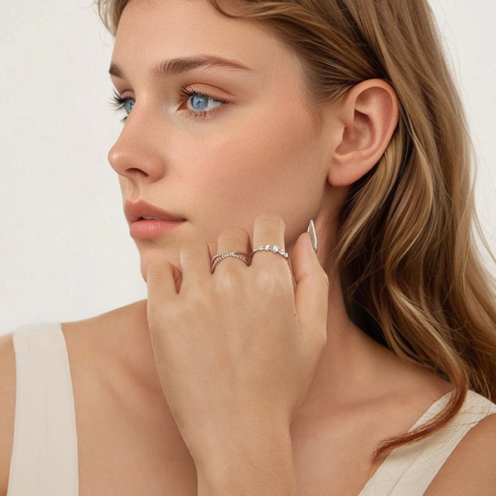 Inel argint cu cinci zirconii [12]