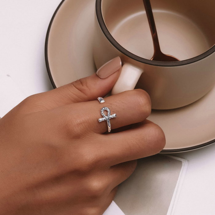 Inel argint cu cruce Ankh, reglabil [4]