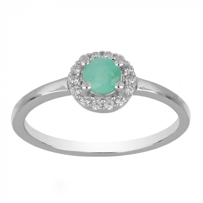 Inel argint cu Emerald si cristale de zirconiu alb - IVA0118 [2]
