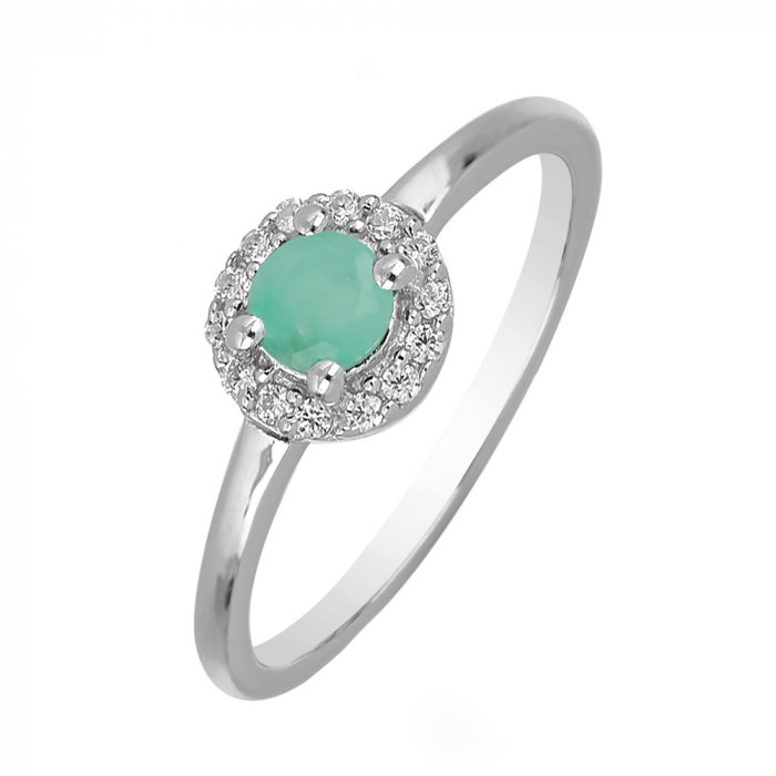 Inel argint cu Emerald si cristale de zirconiu alb - IVA0118 [1]