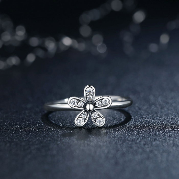 Inel argint cu floare si zirconii albe - Be Nature IST0012 [2]