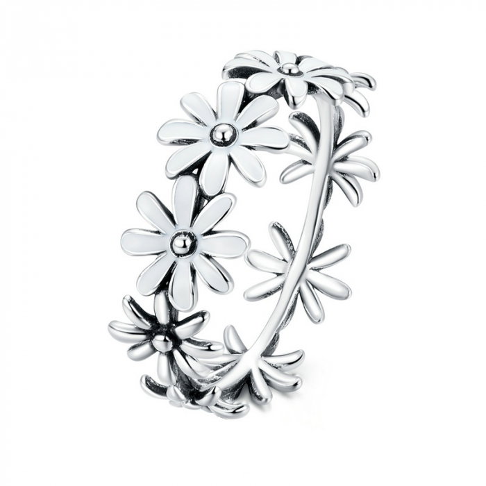 Inel argint cu flori margarete albe [1]