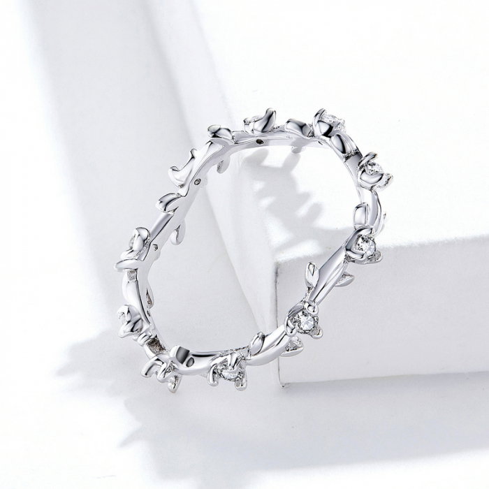 Inel argint elegant cu floricele albe [5]