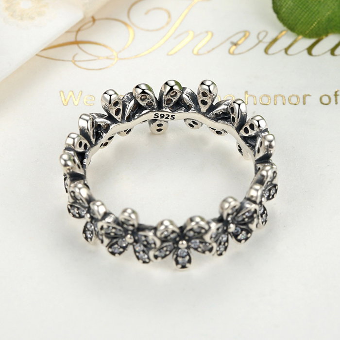Inel argint cu floricele si zirconii albe - Be Nature IST0011 [4]