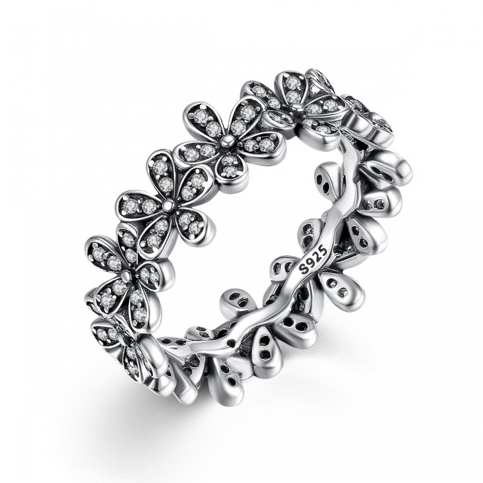 Inel argint cu floricele si zirconii albe - Be Nature IST0011 [1]