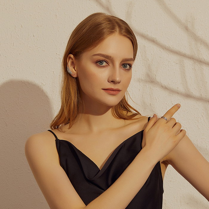 Inel argint cu frunza si zirconii [7]