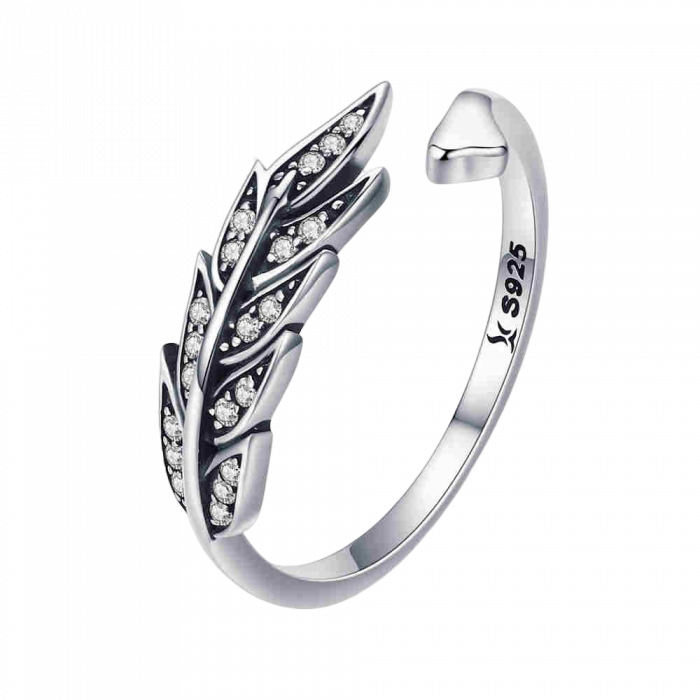 Inel argint cu frunza si zirconii [1]