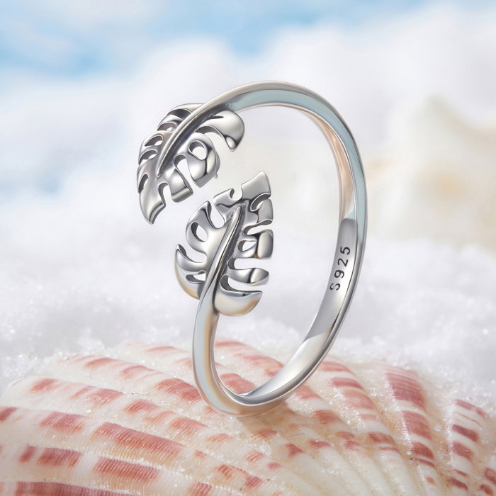 Inel argint cu frunze [3]