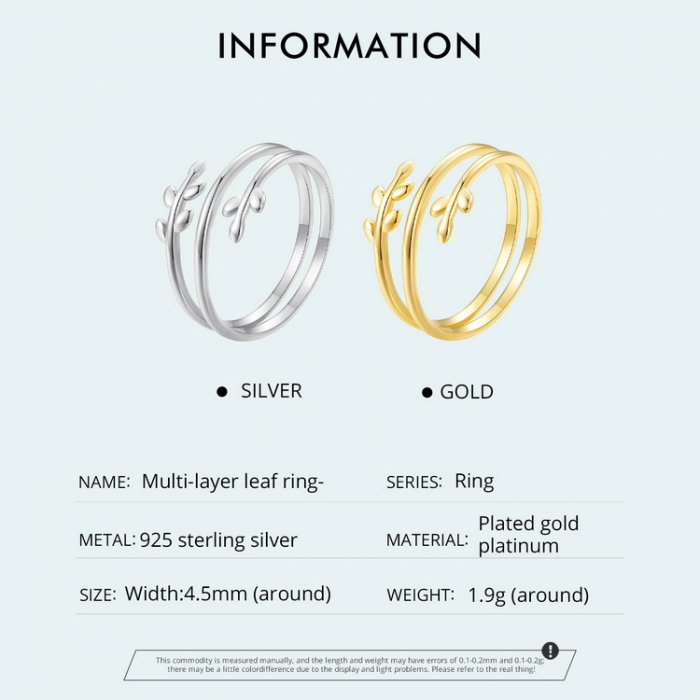 Inel argint cu frunze, reglabil [6]