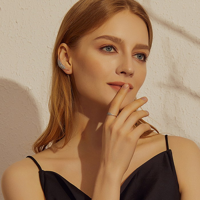 Inel argint cu frunza si zirconii [4]