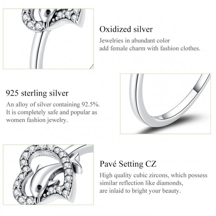 Inel argint cu inima si delfin [5]