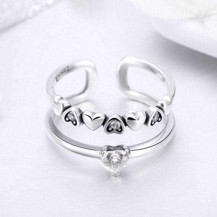 Inel argint cu inimioare [3]