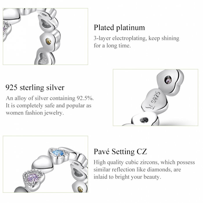 Inel argint cu inimioare si zirconii curcubeu [9]