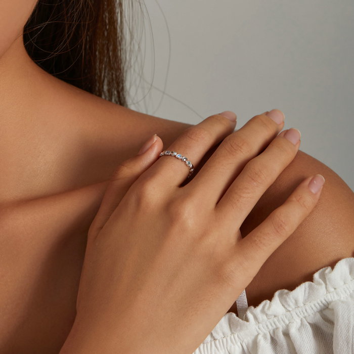 Inel argint cu inimioare si zirconii curcubeu [4]