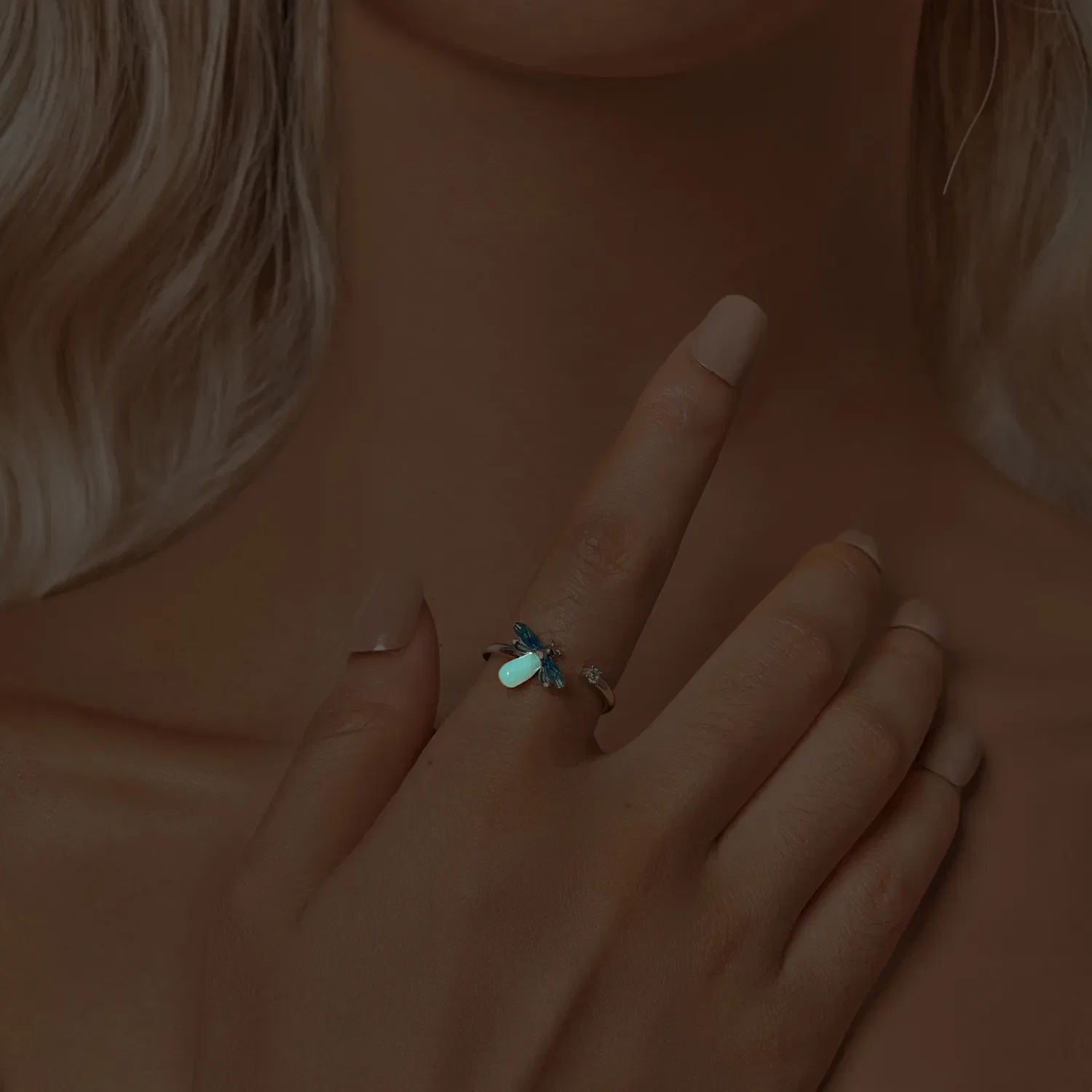 Inel argint cu licurici fosforescent [10]