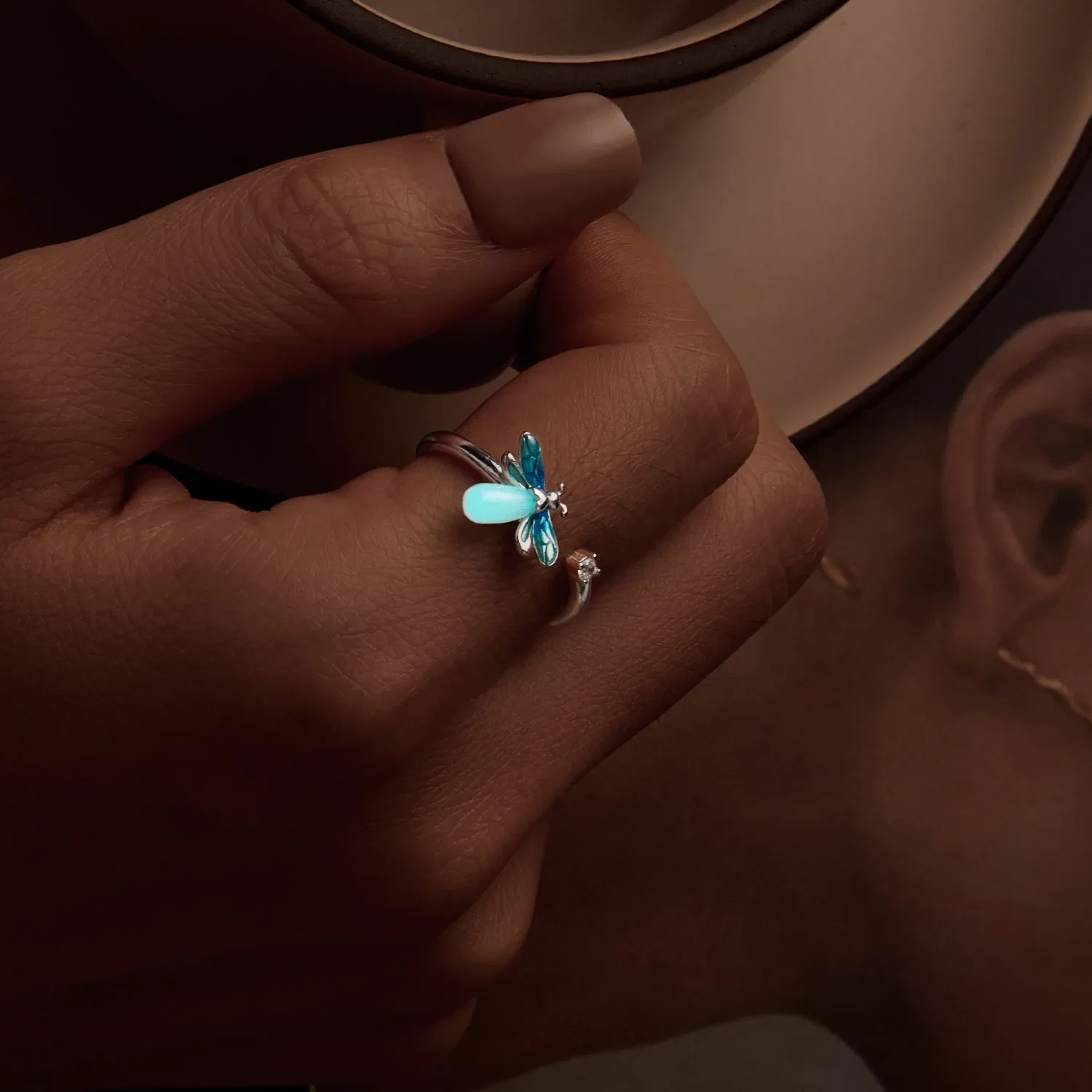 Inel argint cu licurici fosforescent [6]