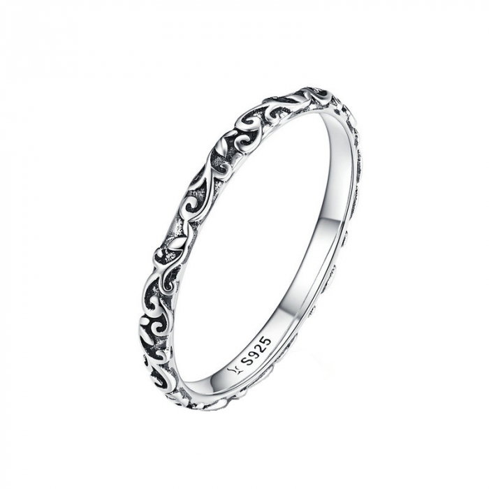 Inel subtire din argint cu model floral [1]