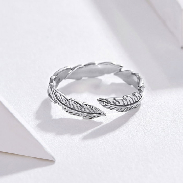 Inel argint cu pene, reglabil [3]