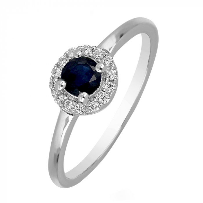 Inel argint cu Safir Albastru si cristale de zirconiu alb - IVA0117 [1]