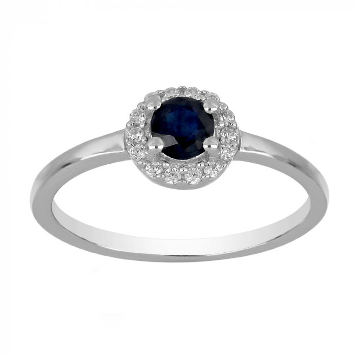 Inel argint cu Safir Albastru si cristale de zirconiu alb - IVA0117 [2]